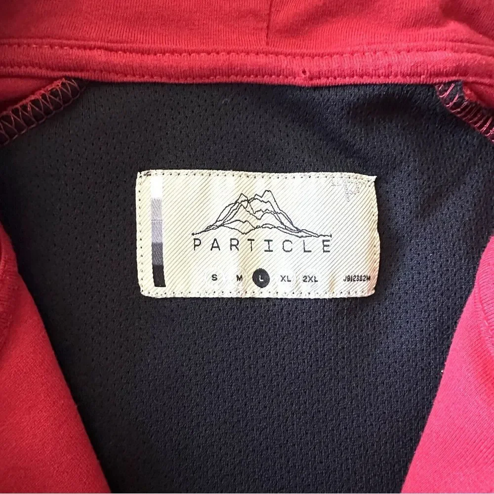 Particle Men's L Large Red Full Zip Performance‎ Hooded Jacket